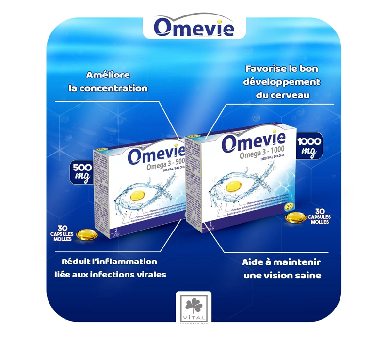 Omevie Omega 3 – 1000 – 30 Capsules - PointPara Tunisie